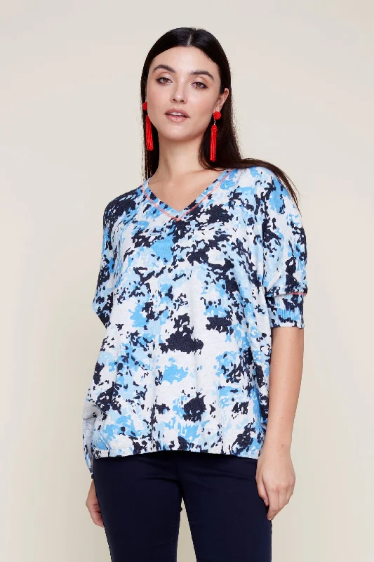 High-quality Fabrics Renuar Knit Short Sleeve Sweater - Celestine Combo