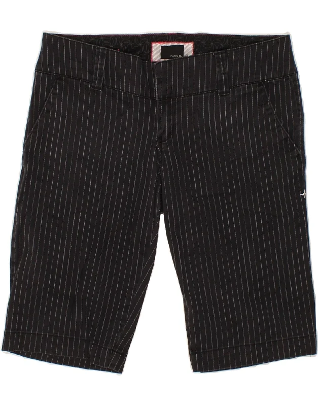 Classic Retro HURLEY Womens Chino Shorts US 9 Medium W31 Black Pinstripe Cotton