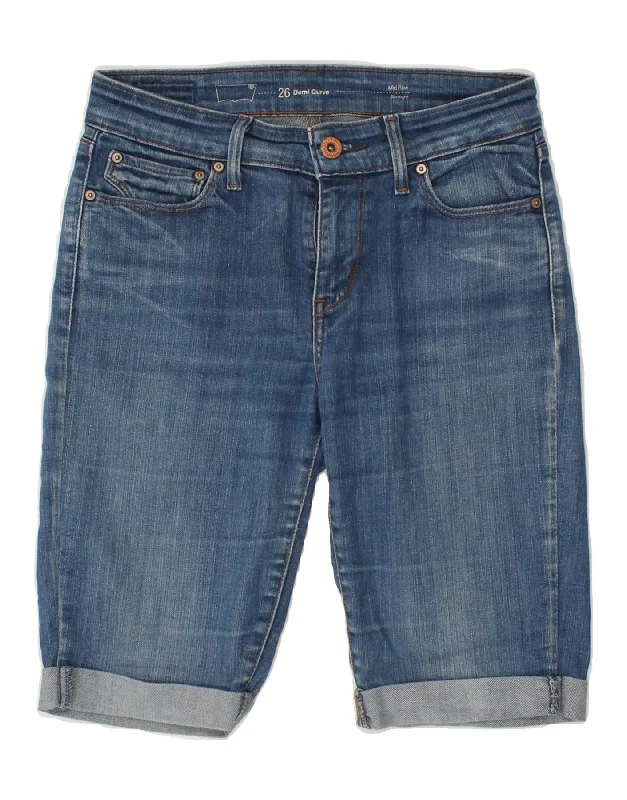 High-end Design LEVI'S Womens Demi Curve Mid Rise Denim Shorts W26 Small Blue Cotton