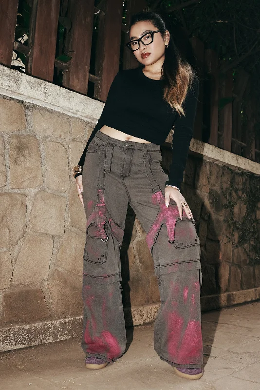 Fashion Wear Grey Bliss Denim Utility Cargo Jeans