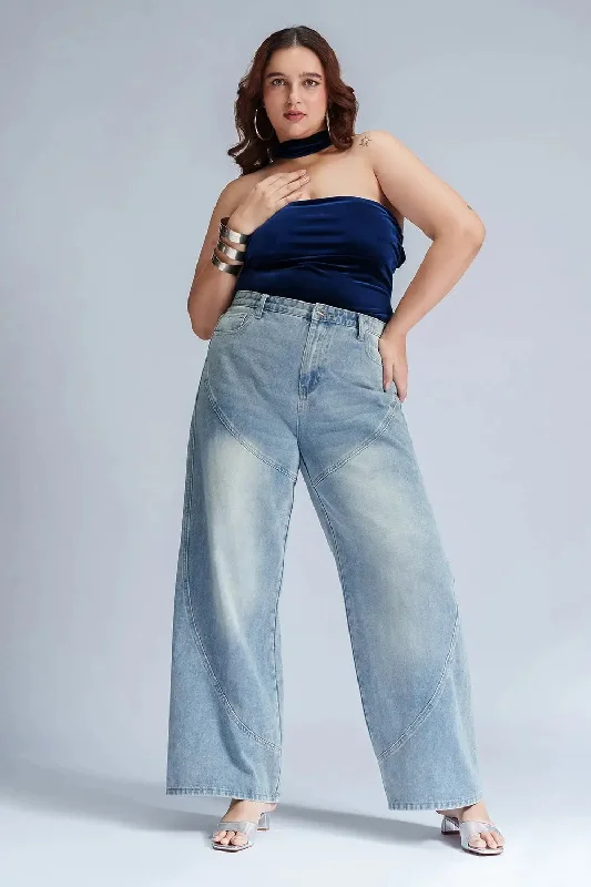 Practical Style Serene Sky Curve Panelled Straight Fit Jeans