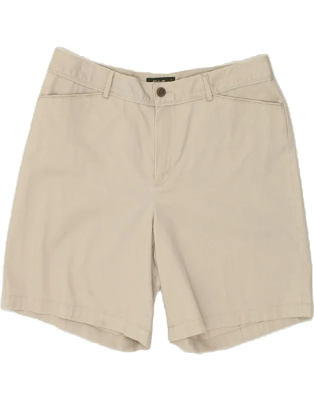 British Fashion EDDIE BAUER Womens Casual Shorts UK 14 Large W34  Beige Cotton