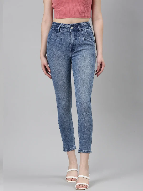 Affordable selection Women Blue Solid Slim Fit Denim Jeans
