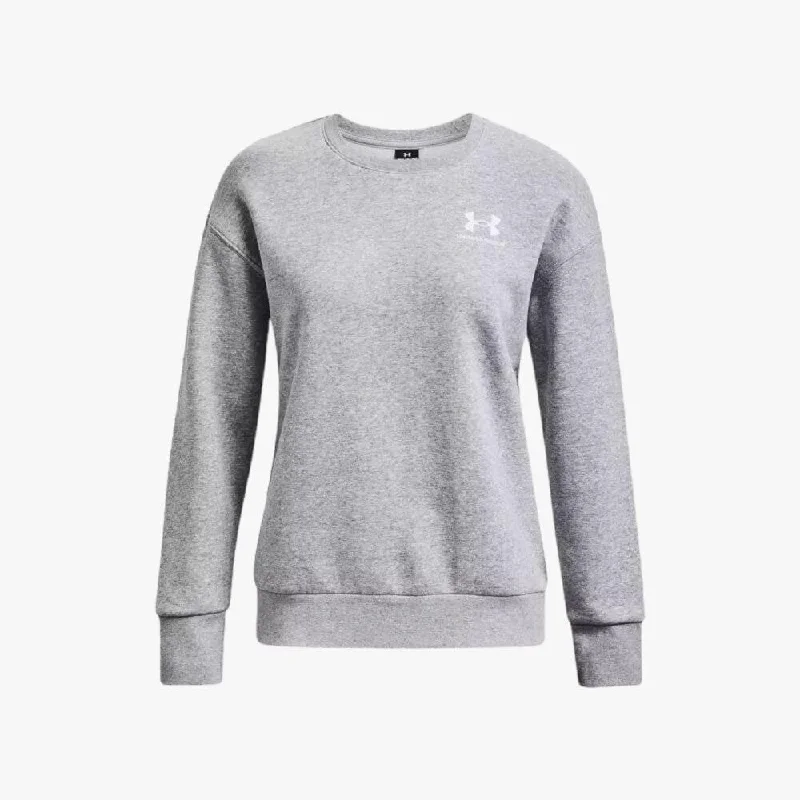 Classic Under Armour Womens Essential Fleece Crew Sweater Grey 011