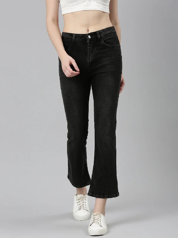Sports Jumpsuit Women Grey Solid Bootcut Denim Jeans