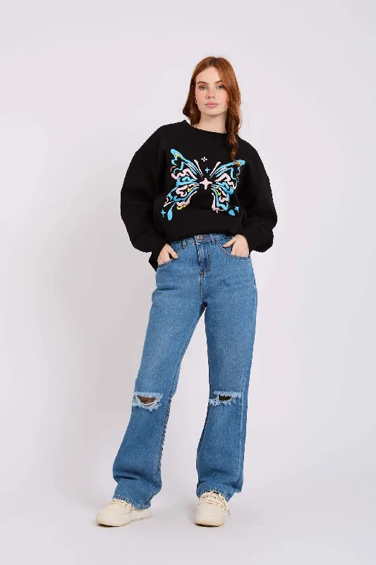 Luxury And Elegant Women Destroyed Knee Wide Leg High Waist Denim Pant Vintage Wash