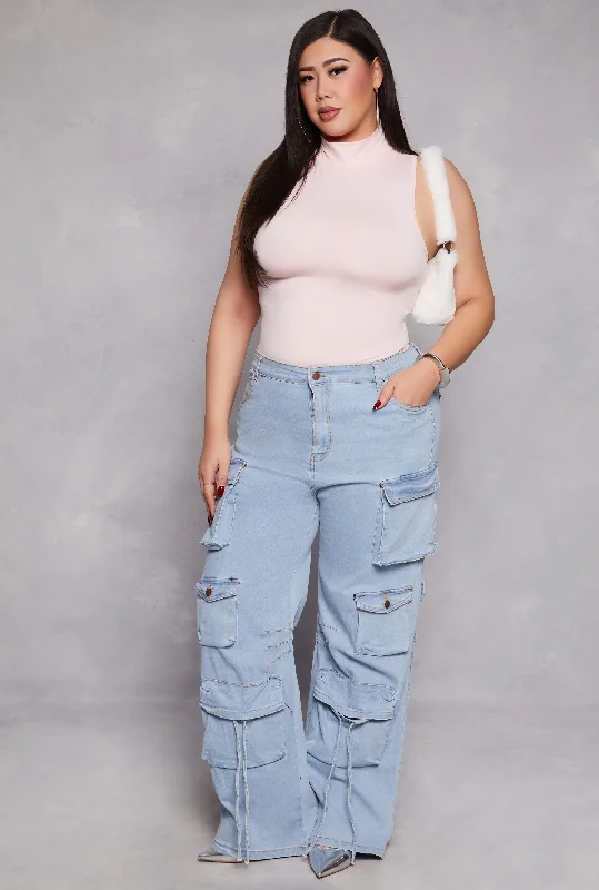 Celebrity Style Plus Size Daisy Cargo Wide Leg Jeans