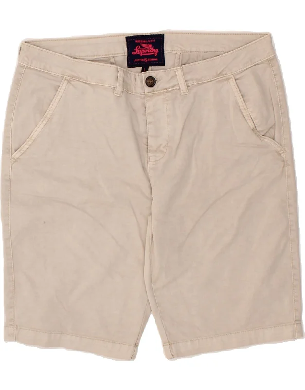 Retro Stripes SUPERDRY Womens Chino Shorts Large W34 Beige Cotton