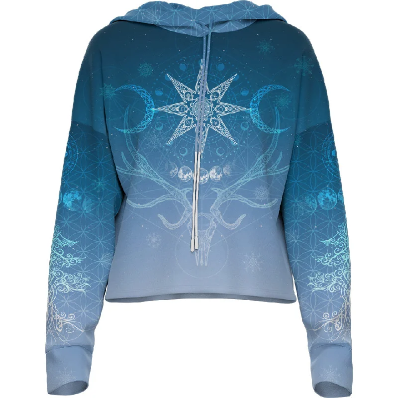 Sweet Style Yule Drop Shoulder Crop Hoodie