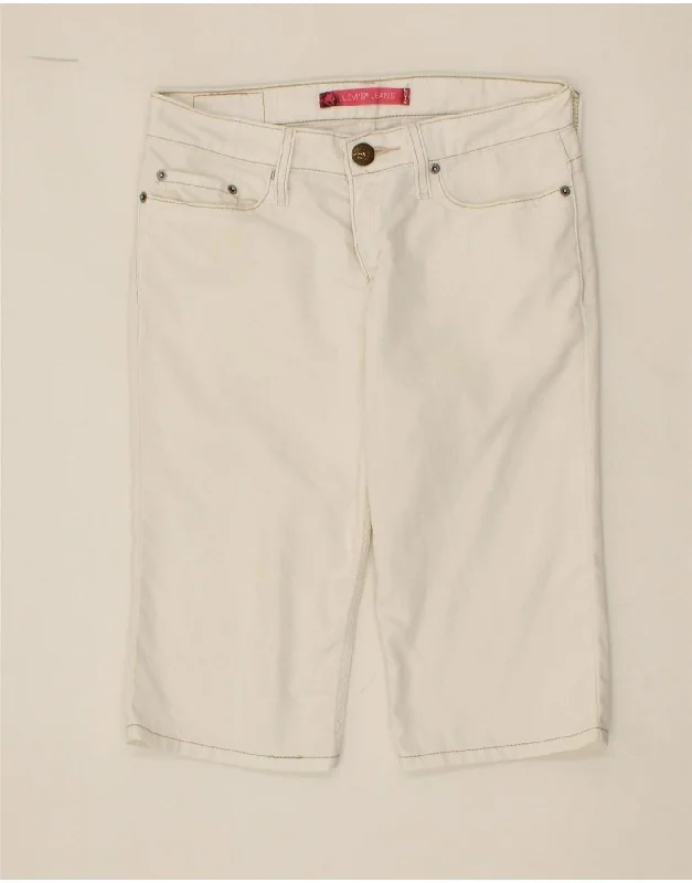 Effortless Comfort LEVI'S Womens Bermuda Denim Shorts US 5 Medium W30 White Ramie