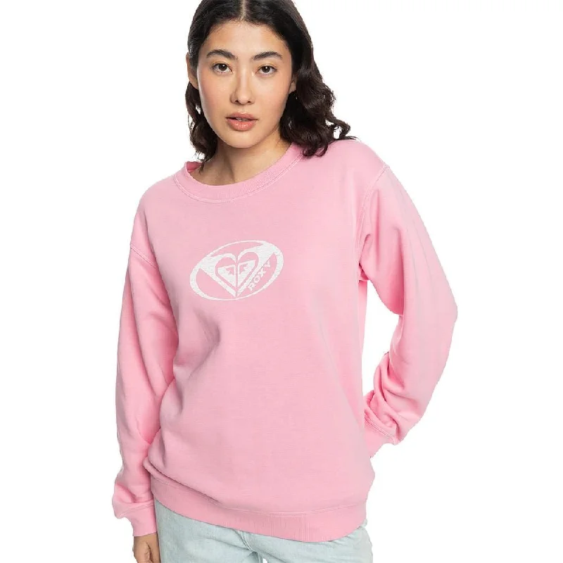 Denim Design Roxy Womens Surf Stoked Crew Brusheda  Sweater Prism Pink