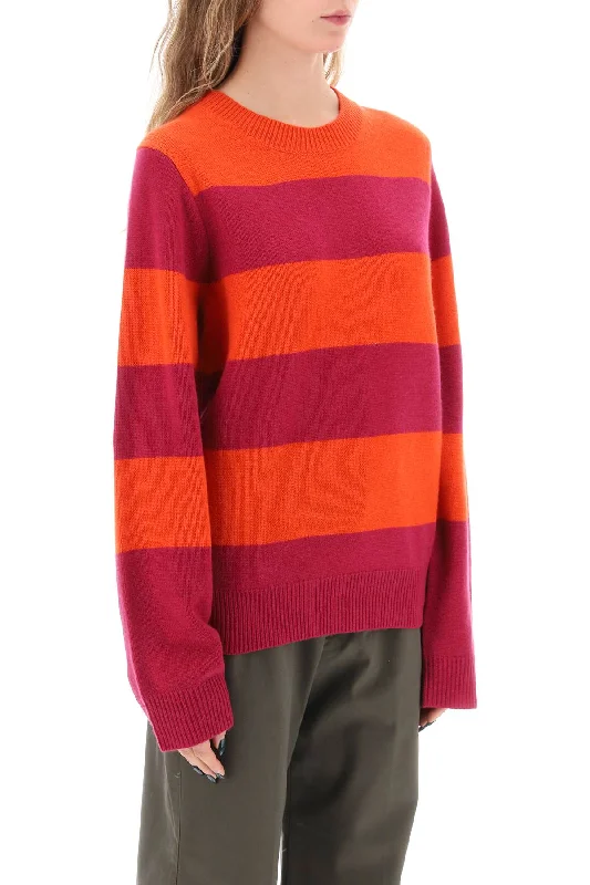 Elegant Comfort Guest In Residence Striped Cashmere Sweater