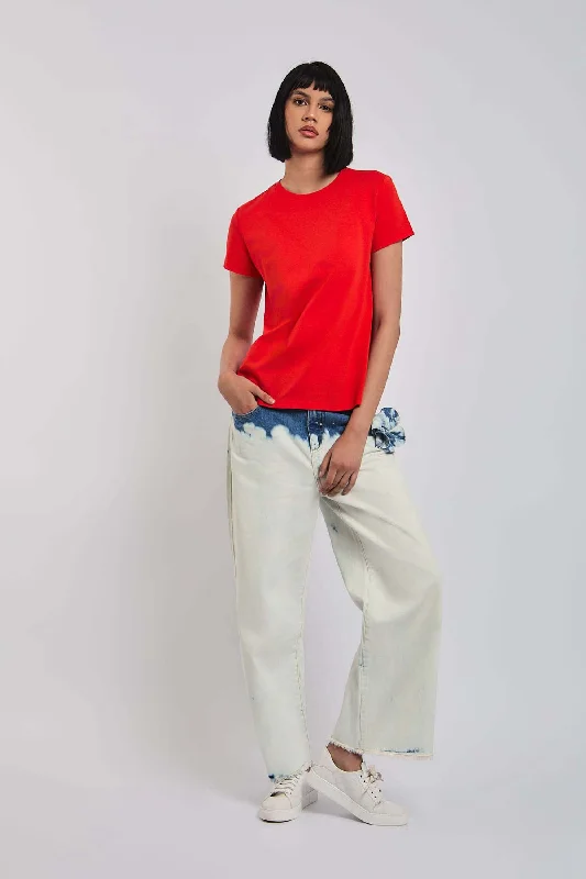 Versatile Items Women Denim Frayed Wide Leg Bleached Wash