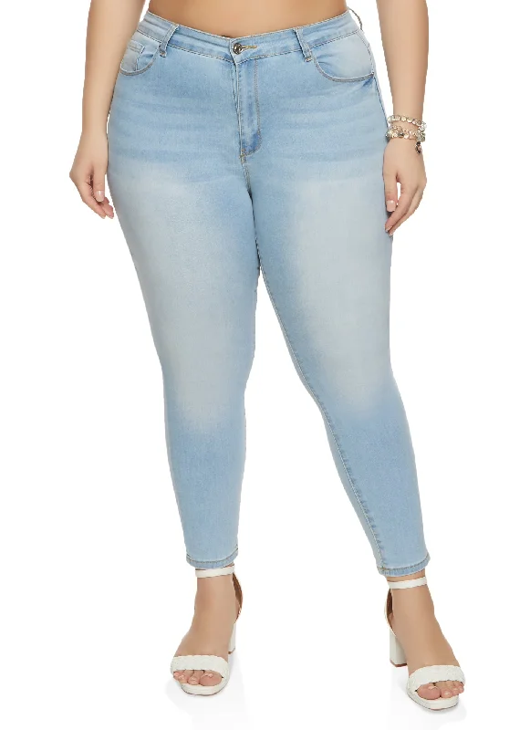 Fun and cute Plus Size WAX High Waist Whiskered Jeans