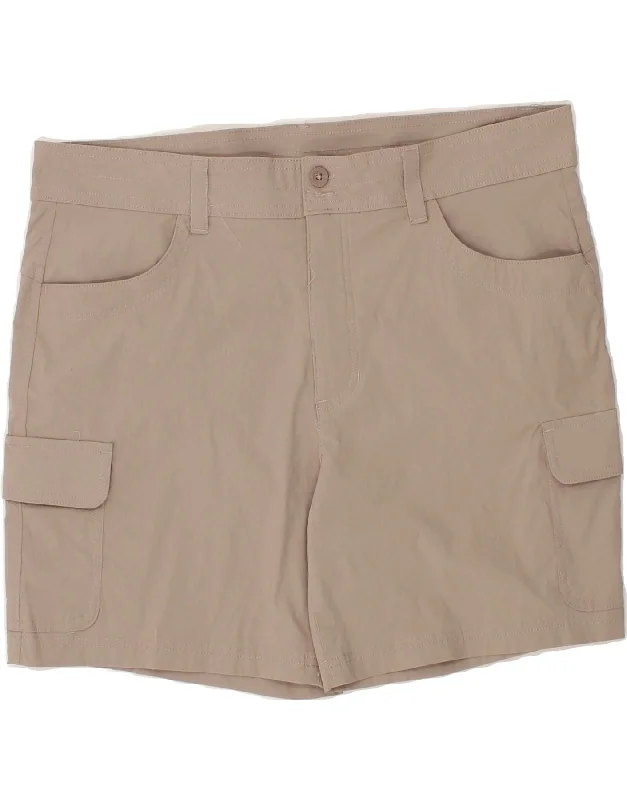 British Style EDDIE BAUER Womens Cargo Shorts US 14 XL W36 Grey Nylon