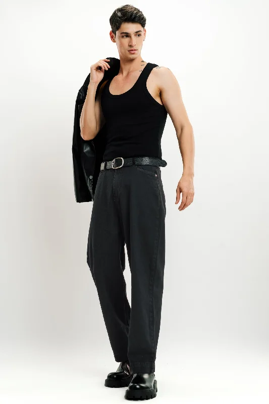 Unique Prints Black Relaxed Straight Men's Jeans