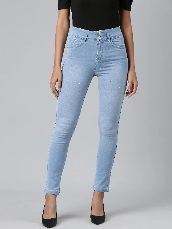 Light Comfort Women Blue Solid Slim Fit Denim Jeans