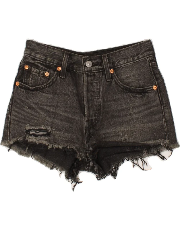New Design LEVI'S Womens 501 Distressed Denim Shorts W242 XS Grey Cotton