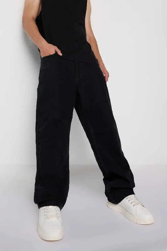 Minimal Style Shaded Black Men's Baggy Fit Jeans