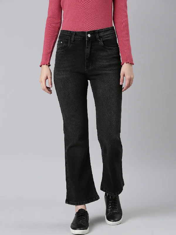 Youthful Women Grey Solid Bootcut Denim Jeans