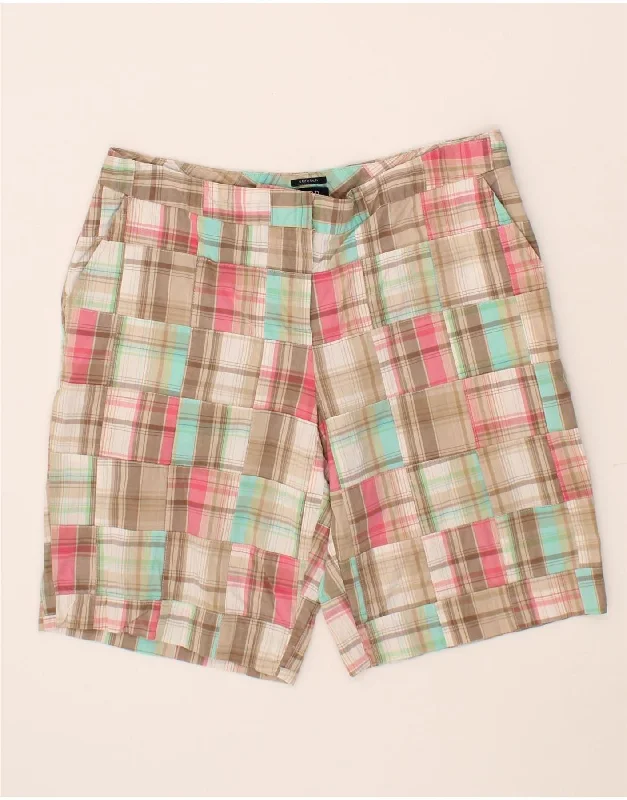Exquisite Tailoring IZOD Womens Chino Shorts US 12 Large W34 Beige Check Cotton