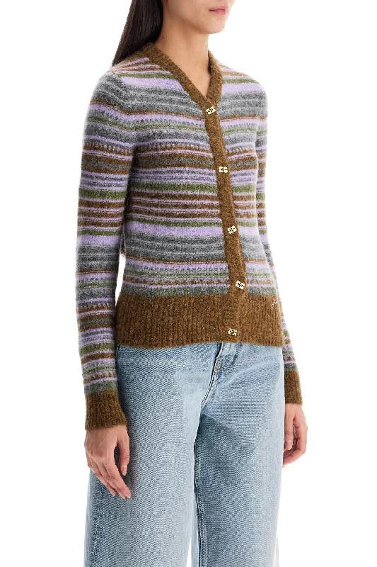 Fashion Must-have Ganni Soft Striped Cardigan With Fluffy