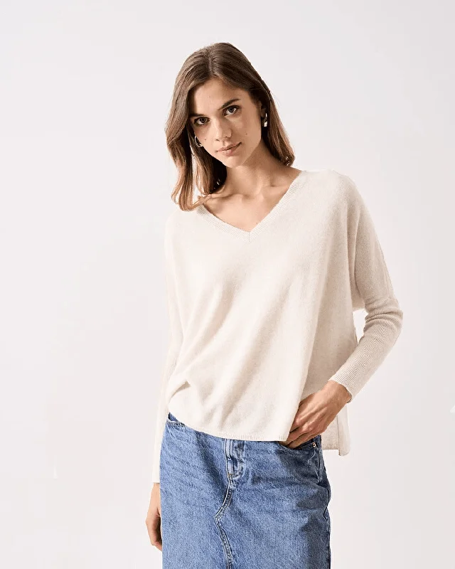 Wearable At Home Or Out Camille V Neck Sweater Cream