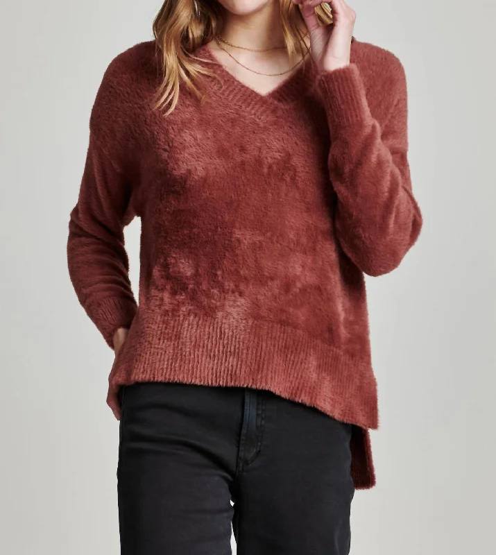 Fashionable Prints Margarita Wedge Neck Sweater In Allspice