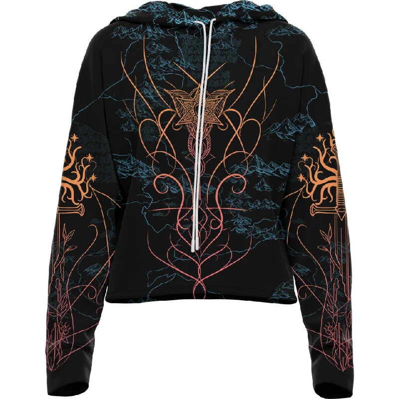 Comfortable And Cold-proof Elven Drop Shoulder Crop Hoodie