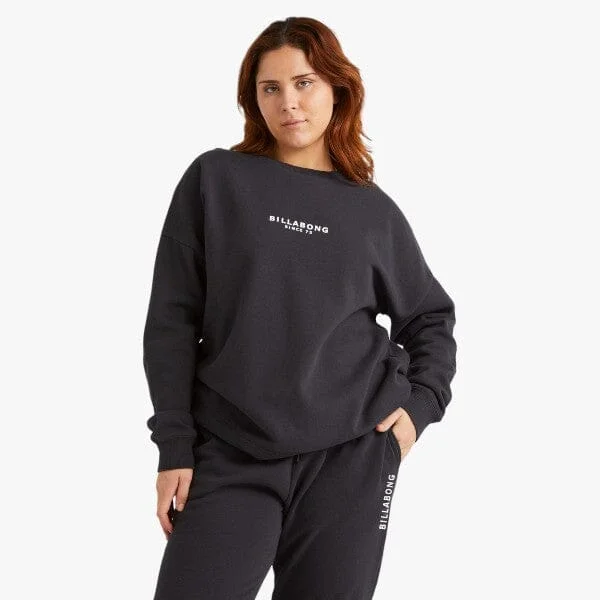 French Retro Bilabong Womens Society Crew Sweater Black
