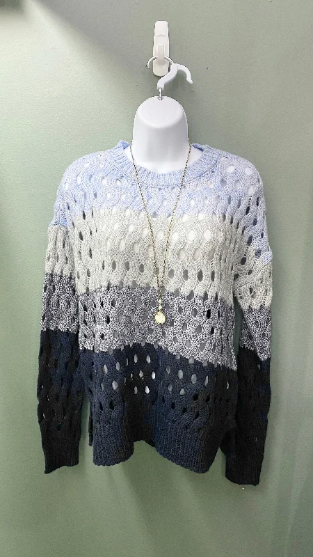 Effortless Style Charlie B Open Weave Blue Sweater