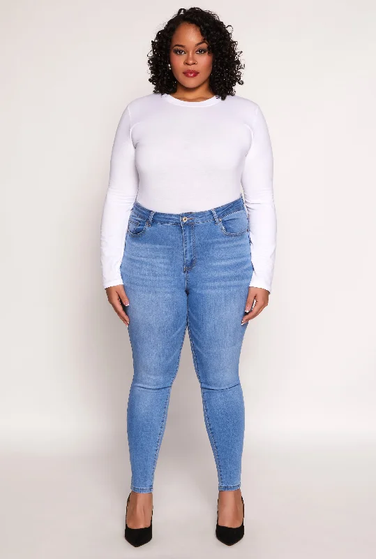 Personalized print Plus Size WAX High Waisted Skinny Jeans