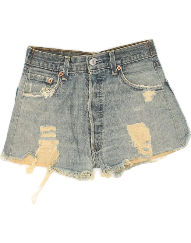 Nightclub Style LEVI'S Womens Distressed Denim Shorts W26 Small Blue