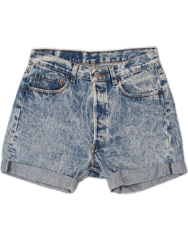 Soft Fabrics LEVI'S Womens Denim Shorts W33 Large Blue Tie Dye Cotton