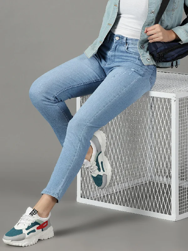 Cool Style Women's Blue Solid Fit Denim Jeans