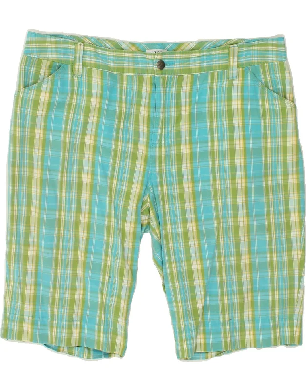 Double-sided Wear IZOD Womens Casual Shorts UK 16 Large W34  Green Check Cotton