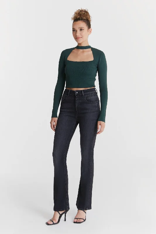 Unique Design Matilda Ultra High Waist 5 Pocket Jeans Black VT