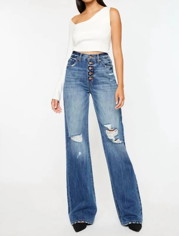 High-quality Fabrics Georgia Wide Leg Jeans In Blue