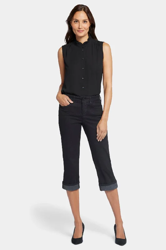 High-end Design Marilyn Straight Crop Jeans - Black