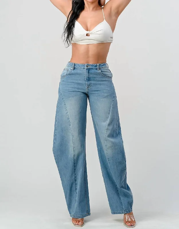 Innovative Design Barrel Jean In Denim