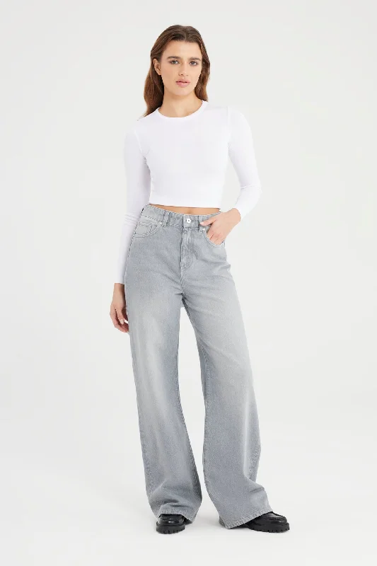 Thin Design Maria Ultra High Waist 5 Pocket Jeans Grey VT