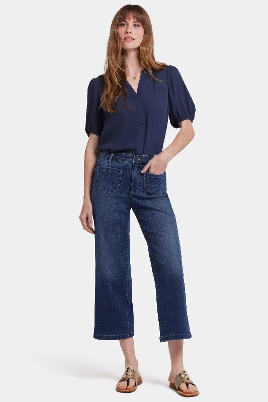 End Of The Year Coco Relaxed Wide Leg Crop Jeans - Rio Rapids