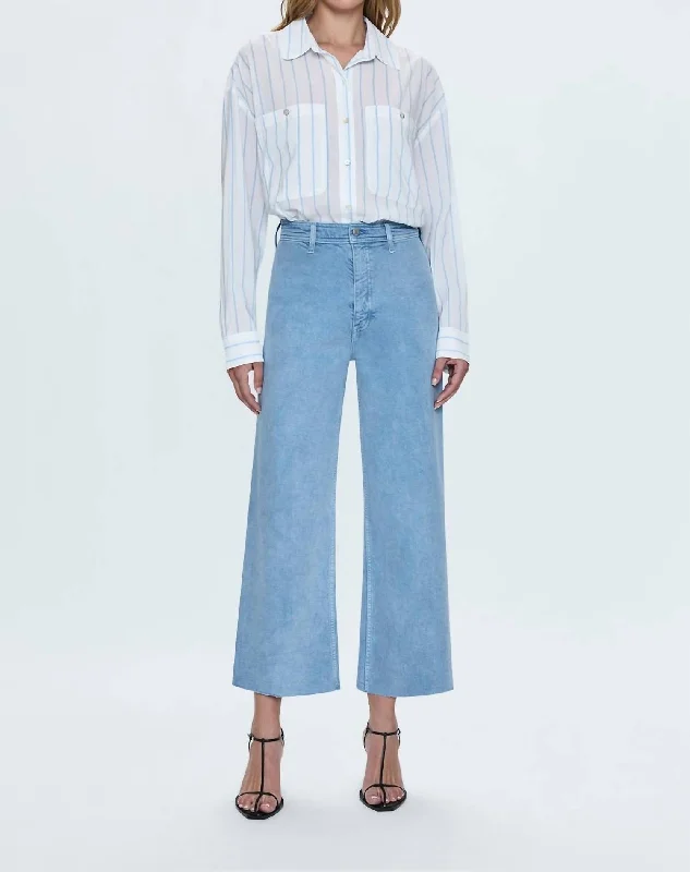 Playful Style Penny High Rise Crop Wide Leg Jean In Frost Blue