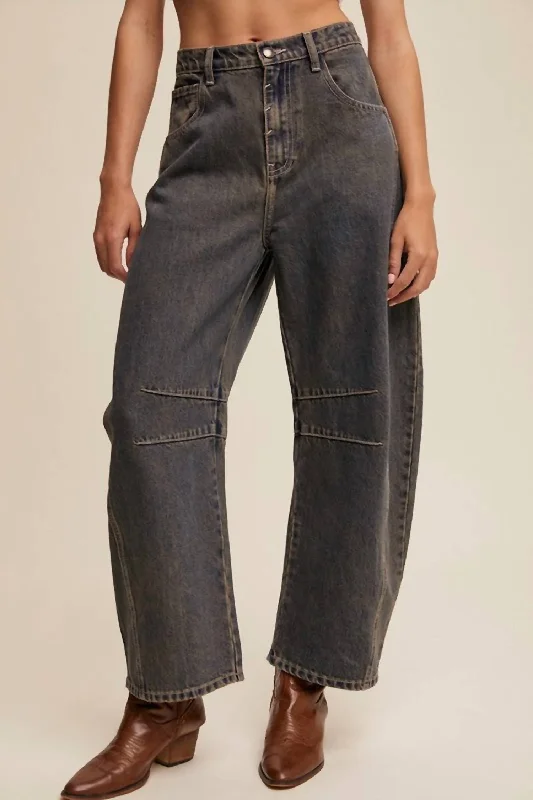 Knowledge And Elegance Brandi Barrel Jeans In Indigo