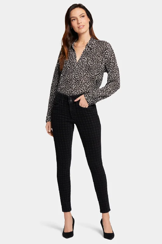 Warm And Comfortable Ami Skinny Jeans - Houndstooth Luxe Burnout